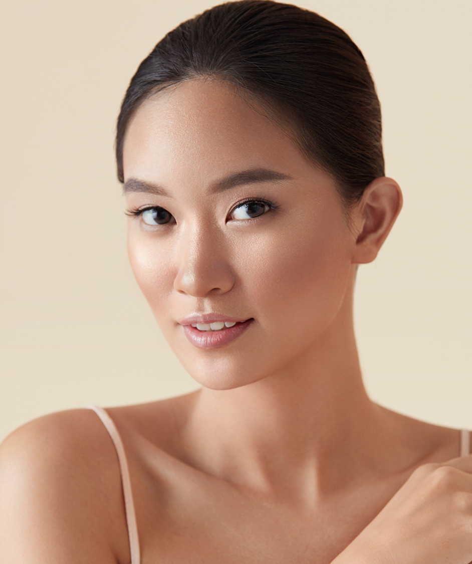 woman with her hair slicked back
